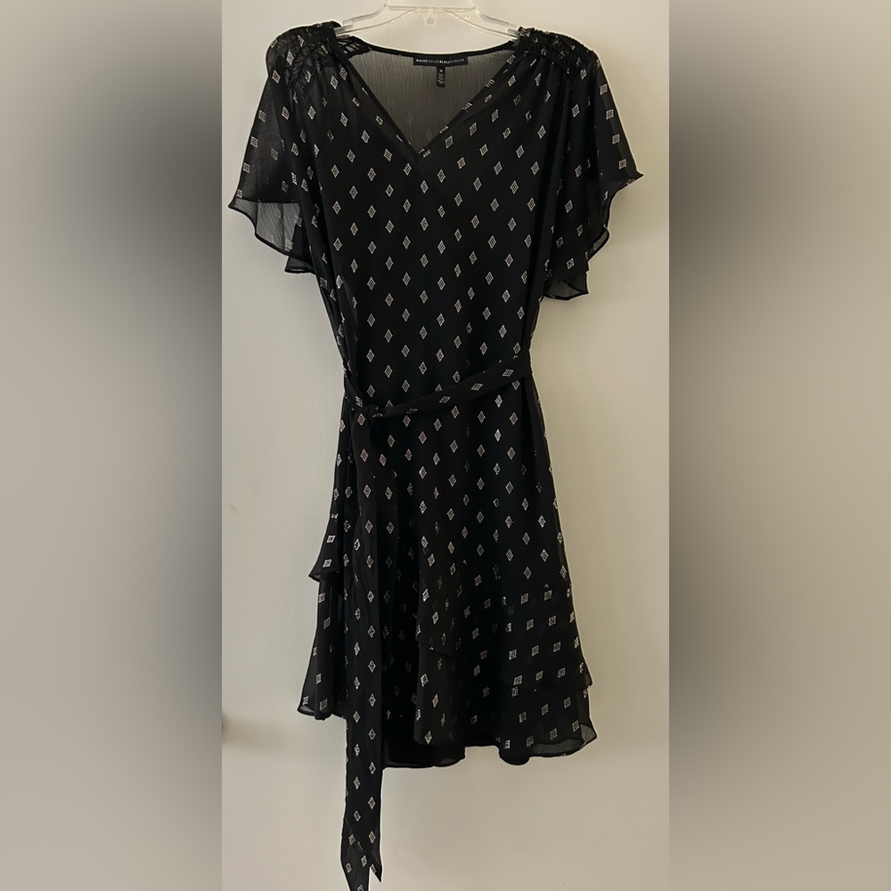 Elegant Black + Metallic Gold Dress, White House Black Market.